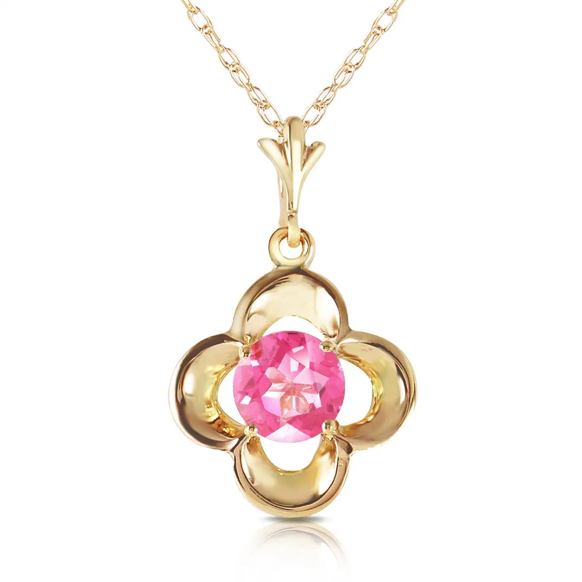 0.55 Carat 14K Solid Yellow Gold First Girlfriend Pink Topaz Necklace