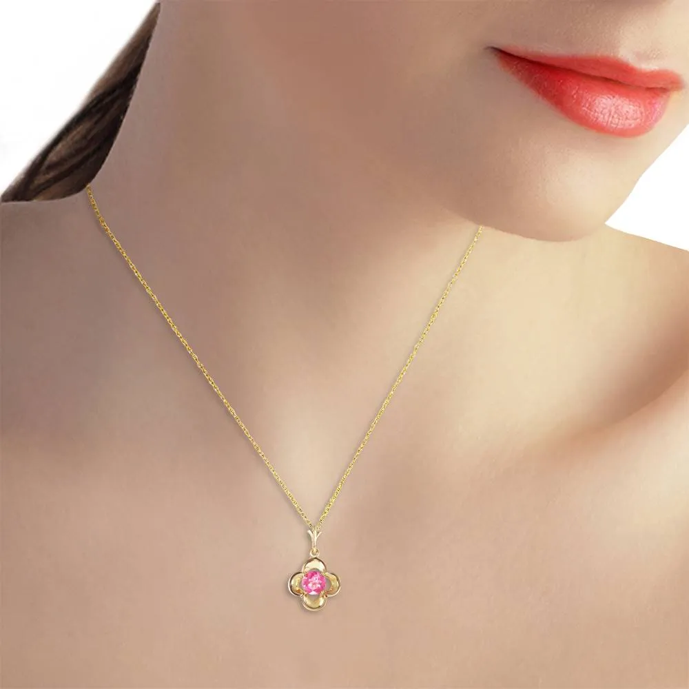 0.55 Carat 14K Solid Yellow Gold First Girlfriend Pink Topaz Necklace