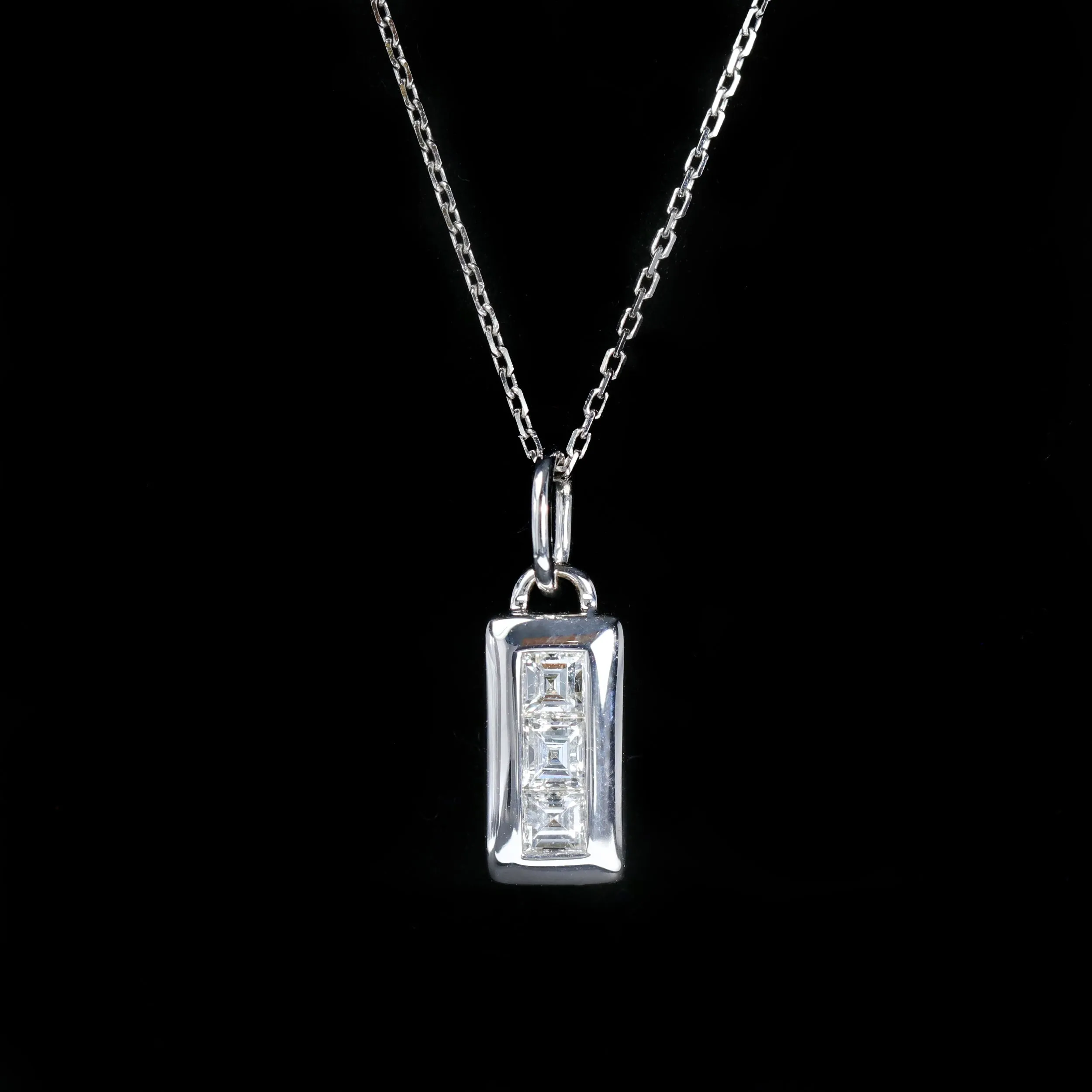 14K White Gold 0.26 CTW Carré Cut Diamond Charm/Pendant