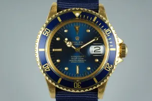 1978 YG Rolex Submariner 1680 Blue Dial