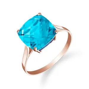 3.6 Carat 14K Solid Rose Gold Ring Natural Checkerboard Cut Blue Topaz