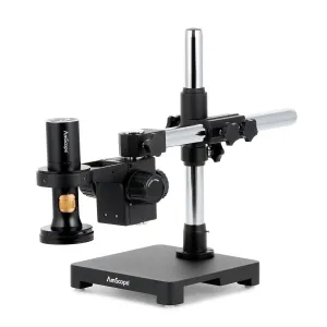 AmScope DM756 Series 1080p HDMI All-in-One Digital Microscope 0.35X-11.2X Magnification with Zoom Optics on Single-Arm Boom-Stand