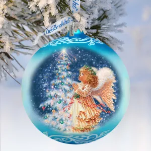 Angel’s Christmas Wish Lg Glass Ornament by D.Gelsinger - Christmas Holiday Décor - 73961