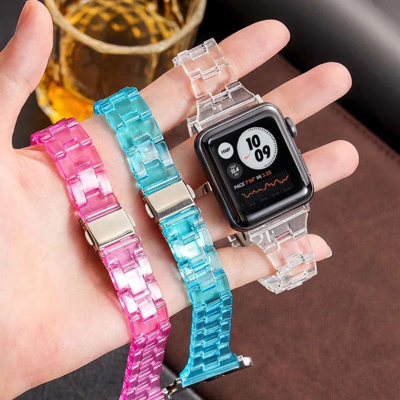 Apple Watch Band Series 7 6 5 4 Resin Transparent Strap Wristband