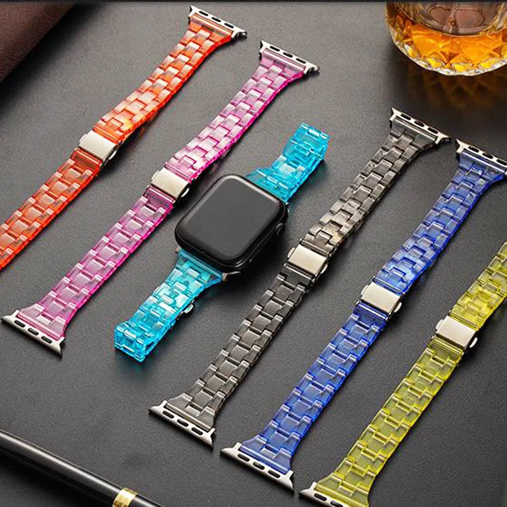 Apple Watch Band Series 7 6 5 4 Resin Transparent Strap Wristband