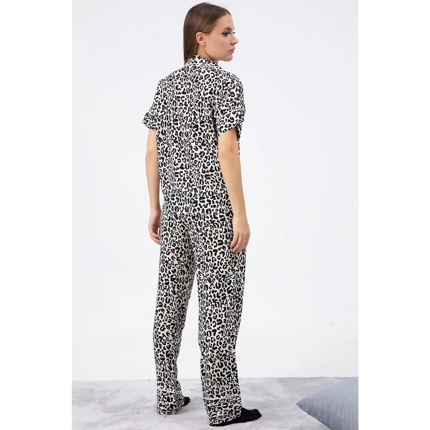 Black Cheetah Printed PJ Set