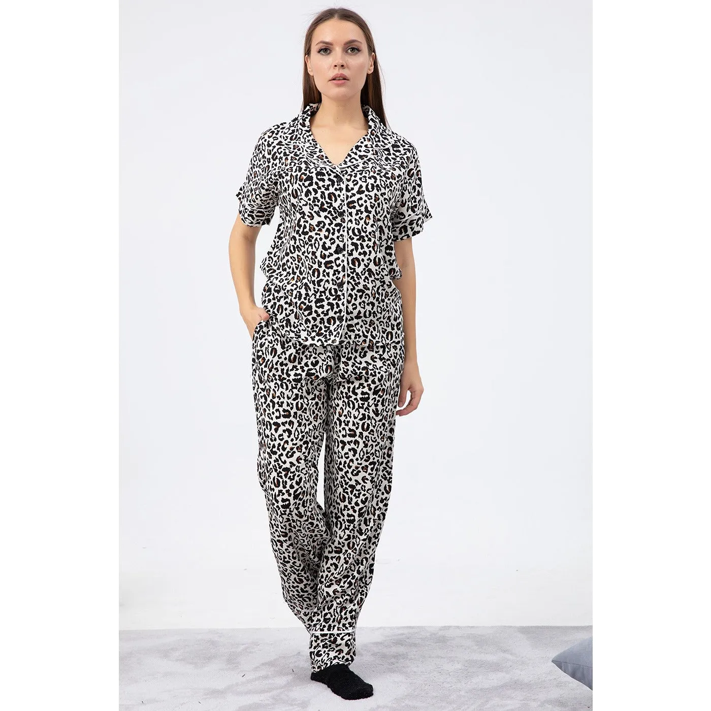 Black Cheetah Printed PJ Set