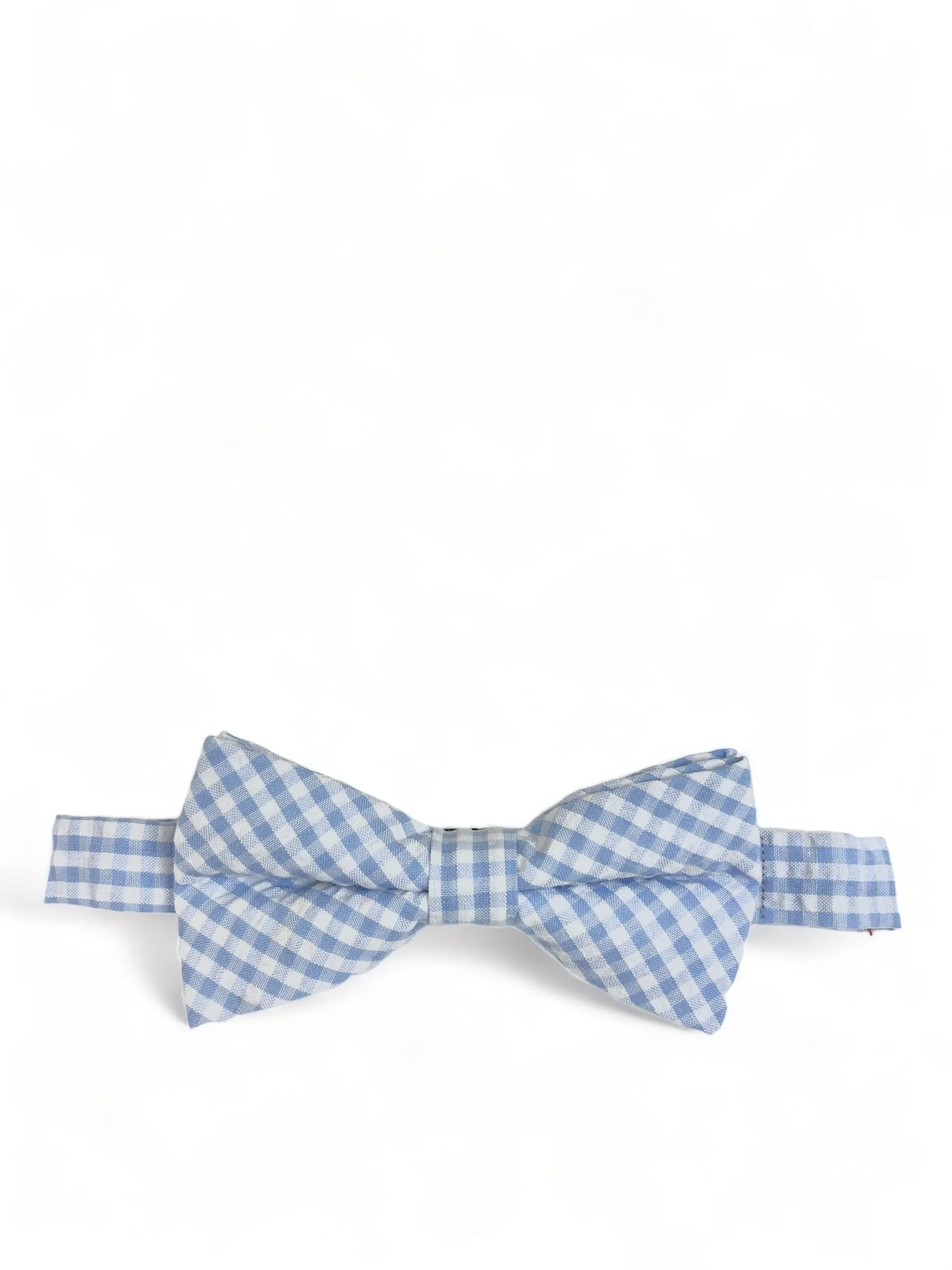 Blue Gingham Cotton Bow Tie by Paul Malone