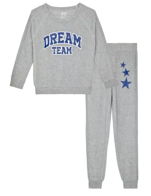 Boys 2-Piece Hacci Pajama Sets – Dream Team, Gray Pajama Sets for Boys