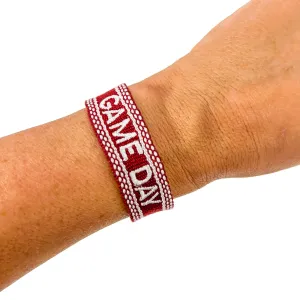 Burgundy Maroon Game Day Embroidered Bracelet