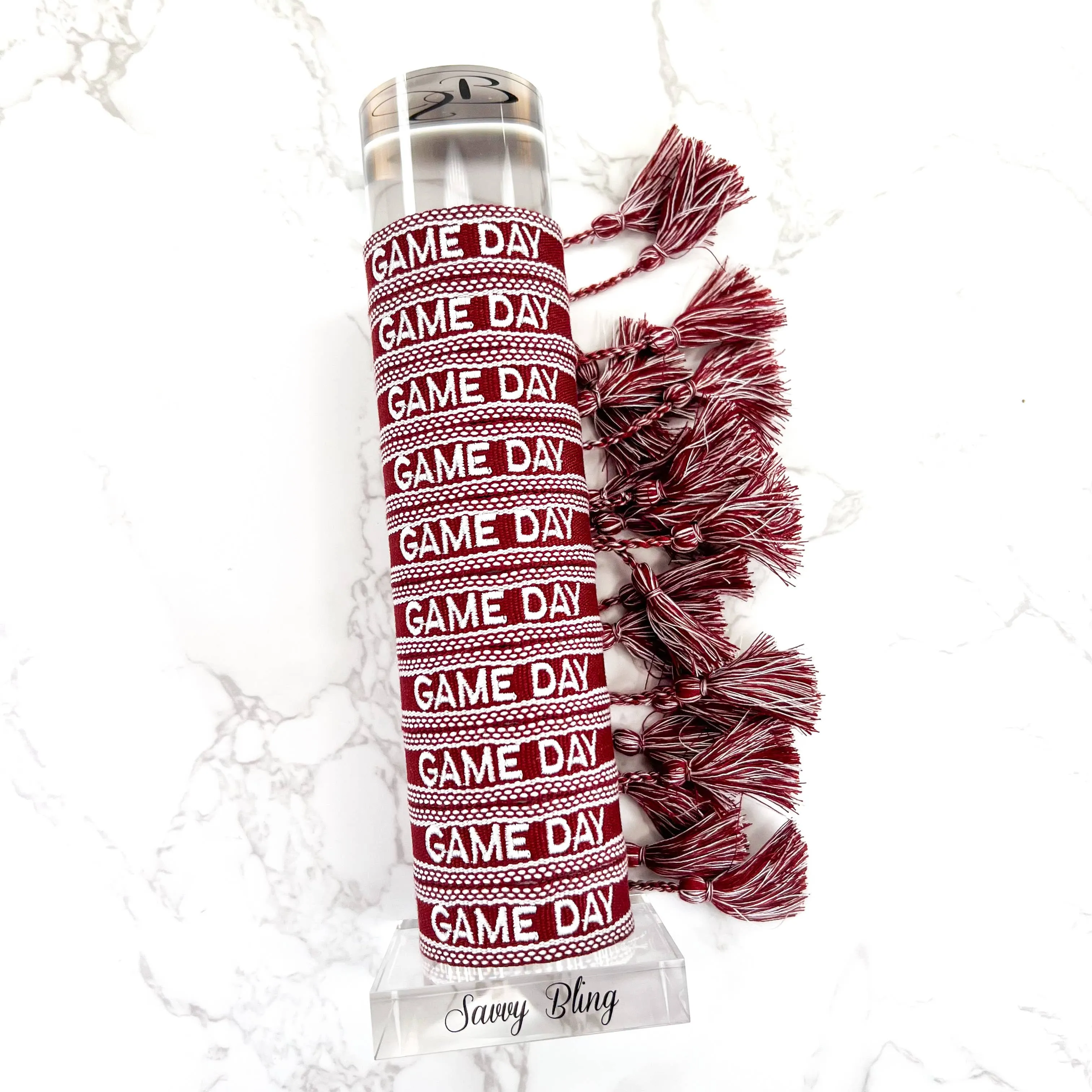 Burgundy Maroon Game Day Embroidered Bracelet