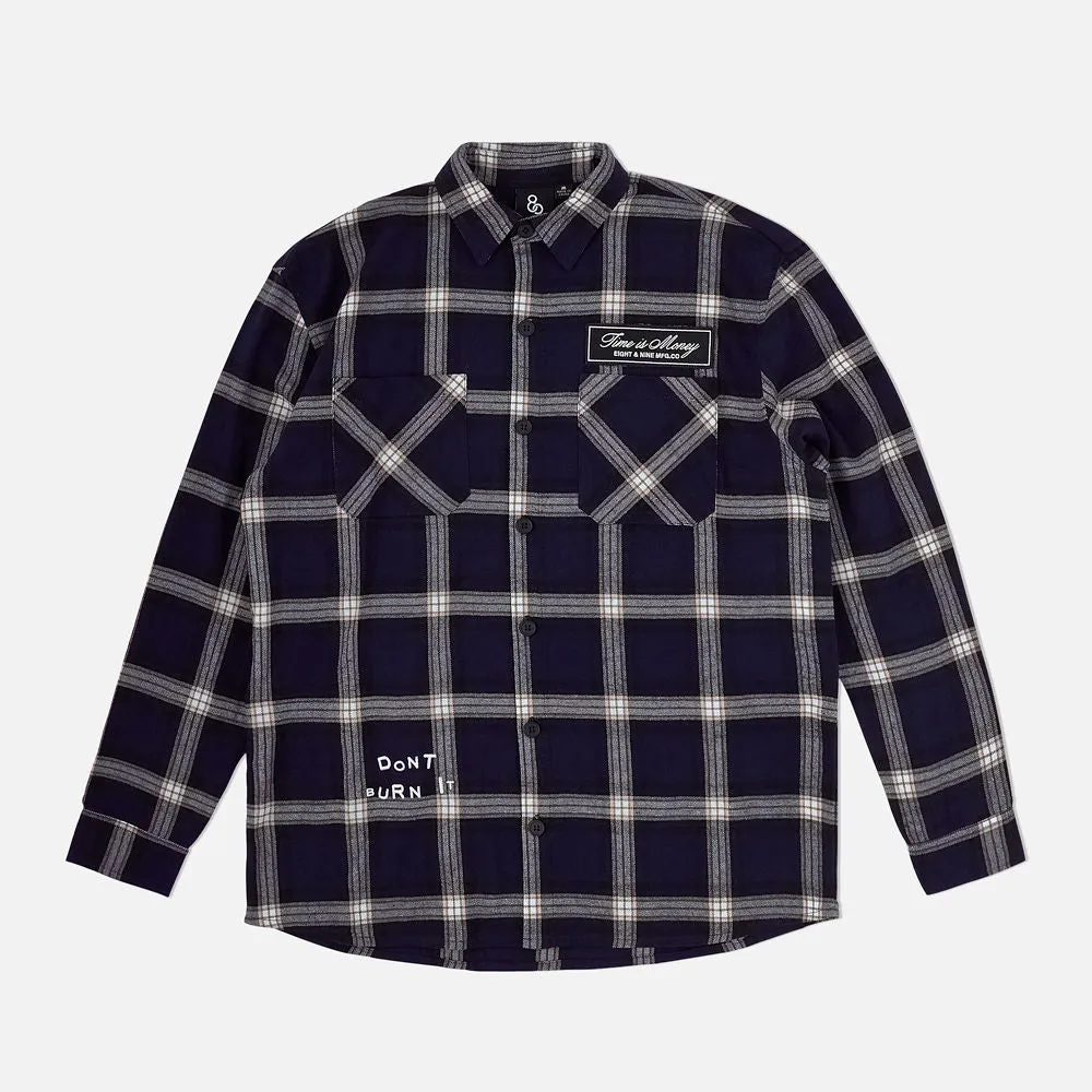 Burning Time Flannel Blue