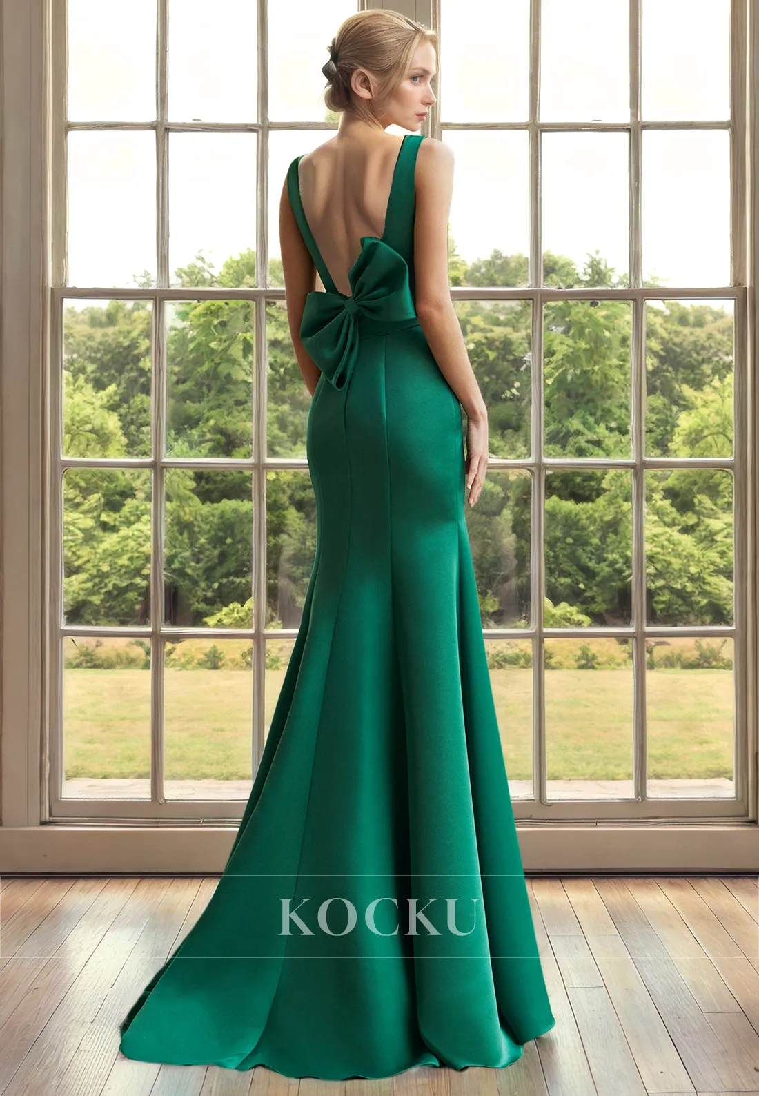 Classic & Timeless Sleeveless Mermaid Backless Satin Cocktail Mother of the Bride Dress