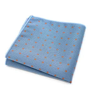 Classy Men Light Blue Orange Dotted Pocket Square