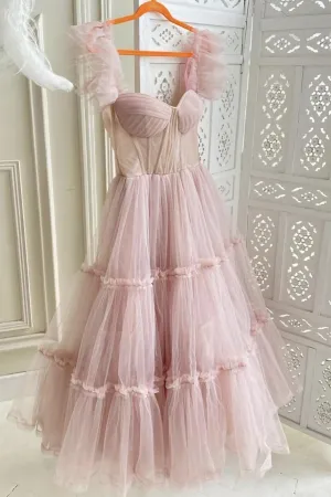 Cute Tulle Short Prom Dress Pink Evening Dress