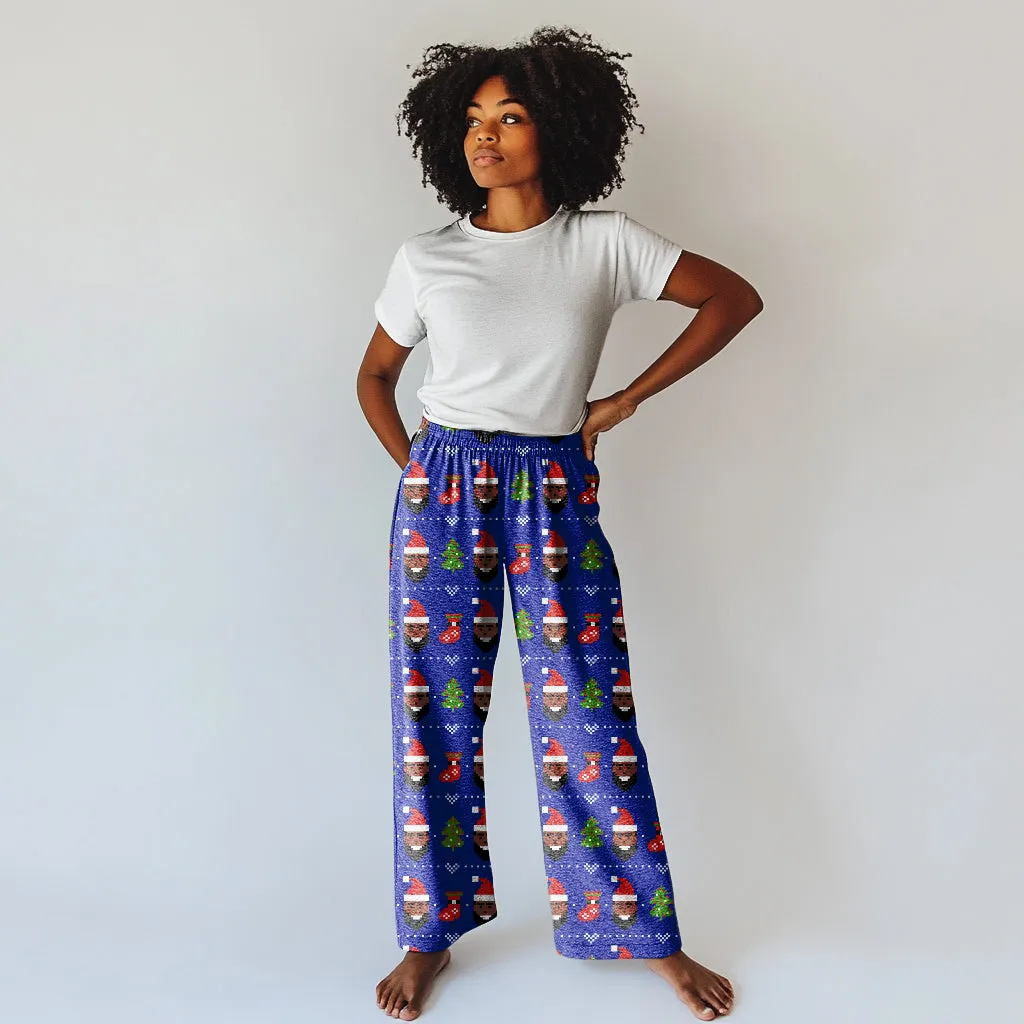 Digital Black Santa Women's Coral Fleece Pajama Pants