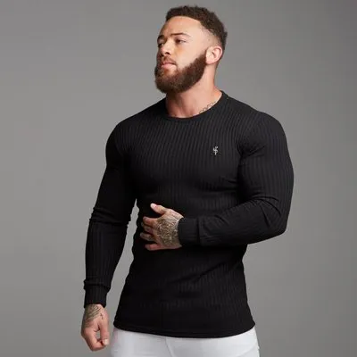 Doctor Muscle Spring Fitness Long Sleeve Men\'s Sports Bottom Shirt Training Tight Clothes Brothers Stretch Running Top Tide