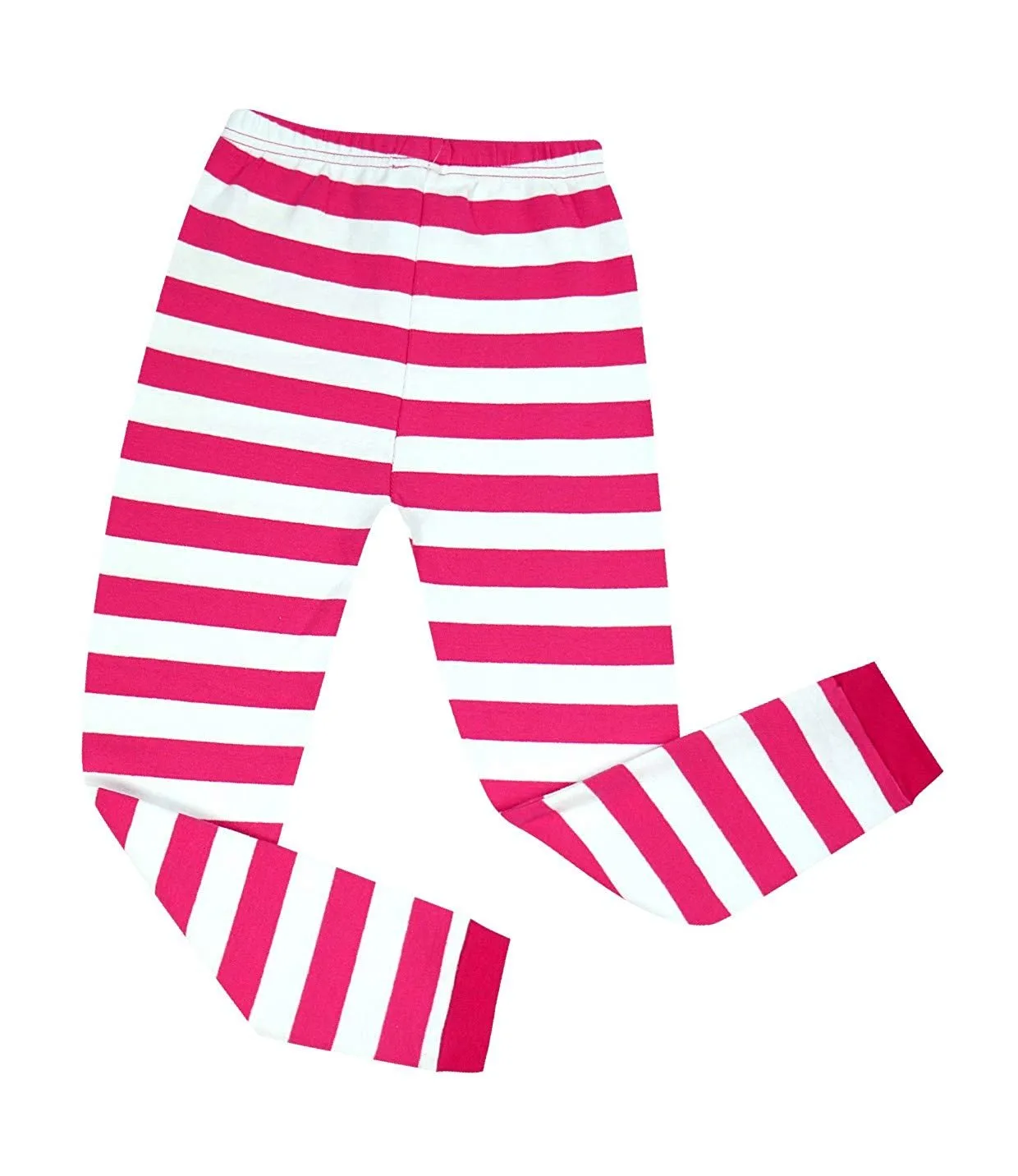 Elowel Boys Girls Pink and White Stripe 2 Piece Pajama Set 100% Cotton (Size 12 M-12 Years)