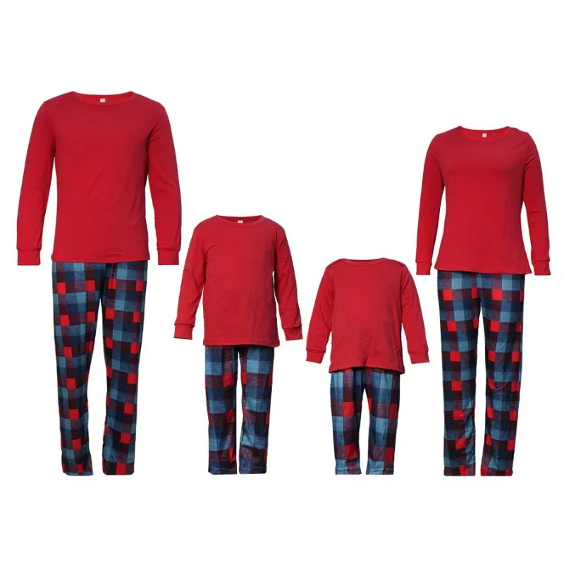 Family Matching Red Plaid Home Family Look Pajama Set