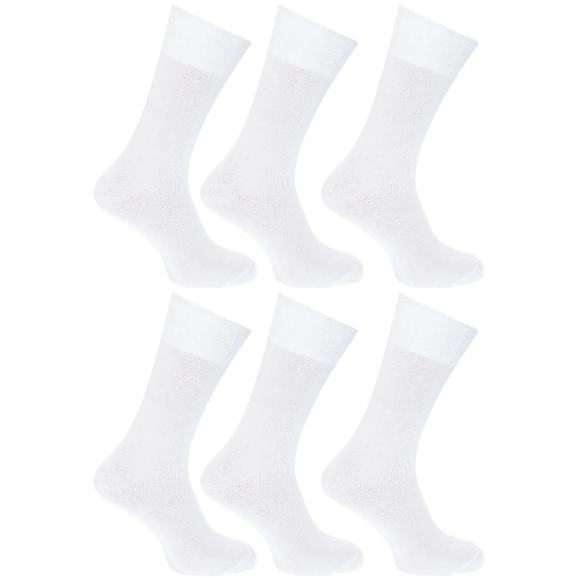 FLOSO Mens Plain 100% Cotton Socks (Pack Of 6)