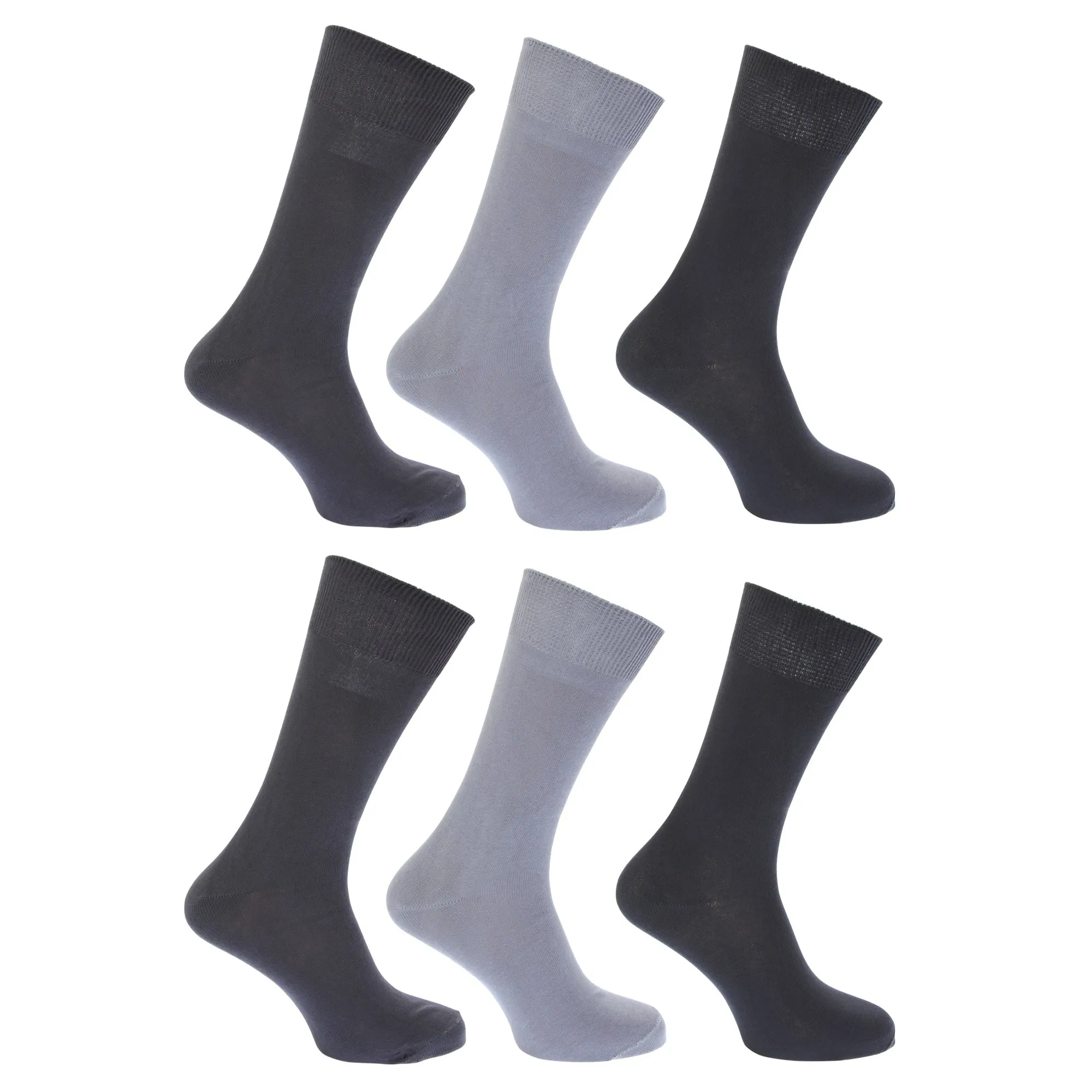 FLOSO Mens Plain 100% Cotton Socks (Pack Of 6)