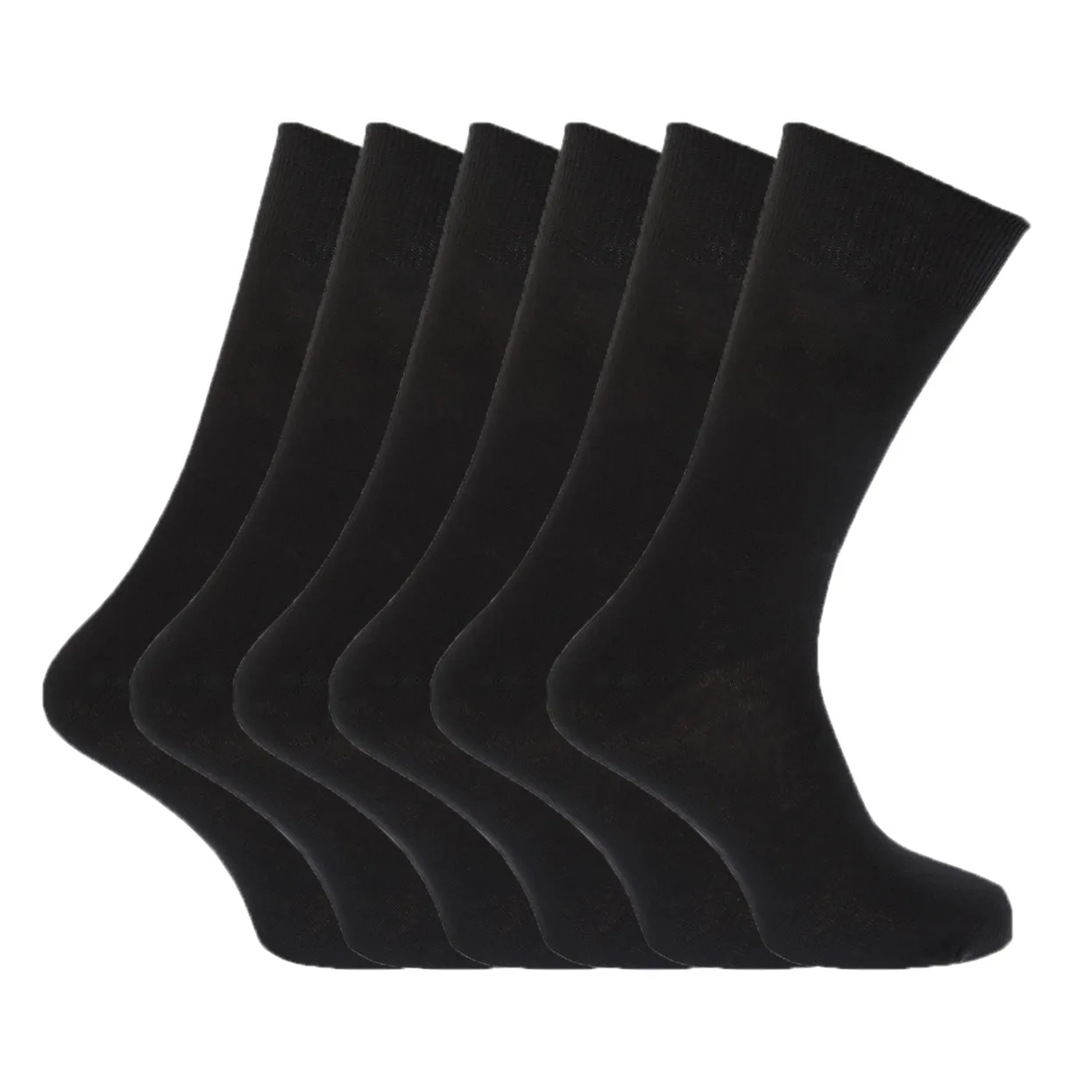 FLOSO Mens Plain 100% Cotton Socks (Pack Of 6)