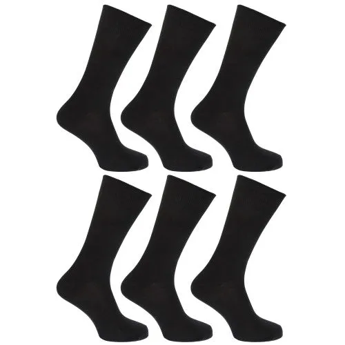 FLOSO Mens Plain 100% Cotton Socks (Pack Of 6)