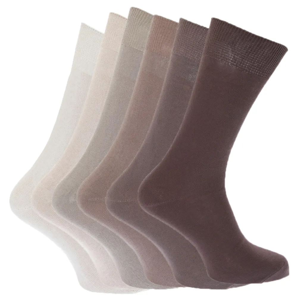 FLOSO Mens Plain 100% Cotton Socks (Pack Of 6)