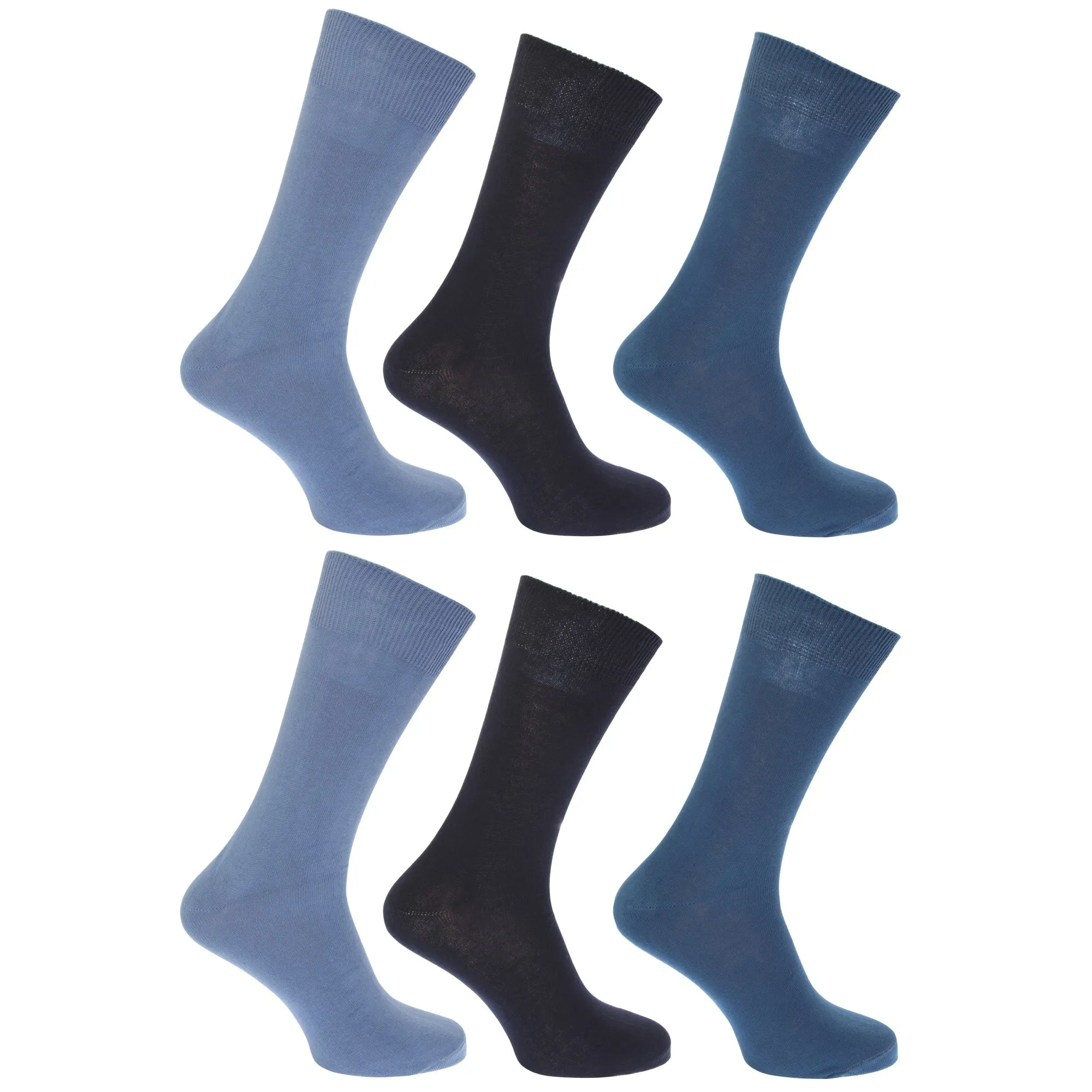 FLOSO Mens Plain 100% Cotton Socks (Pack Of 6)