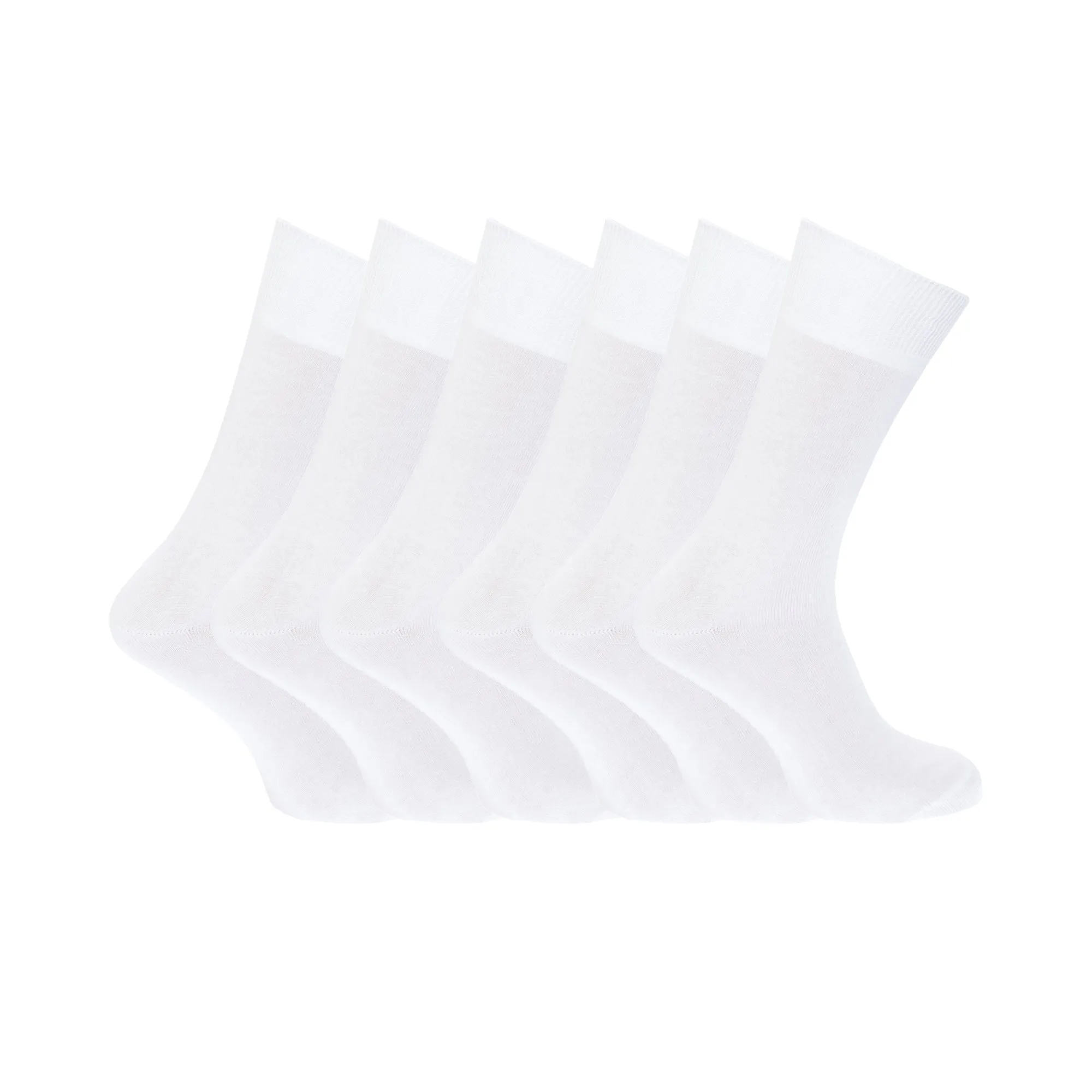 FLOSO Mens Plain 100% Cotton Socks (Pack Of 6)