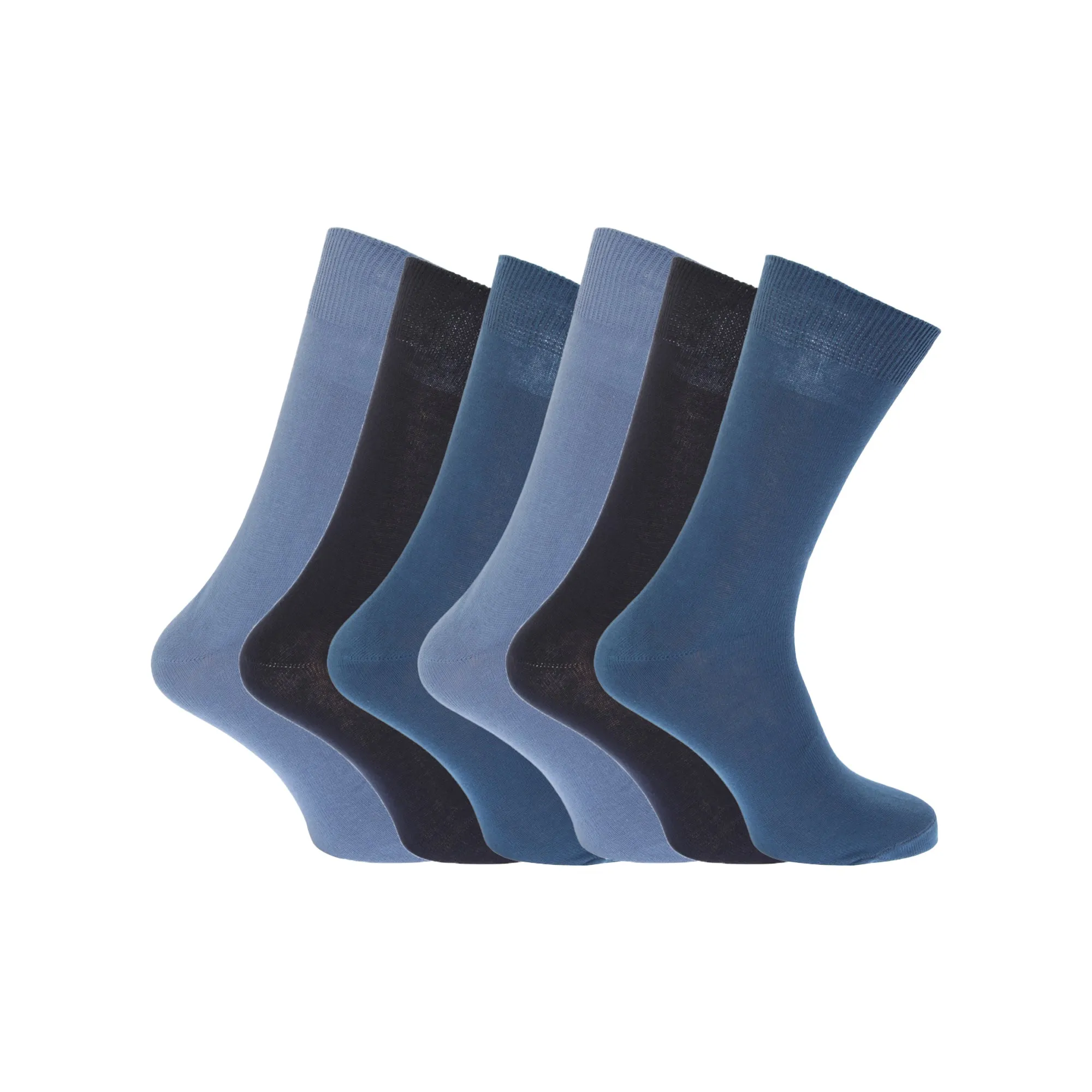 FLOSO Mens Plain 100% Cotton Socks (Pack Of 6)