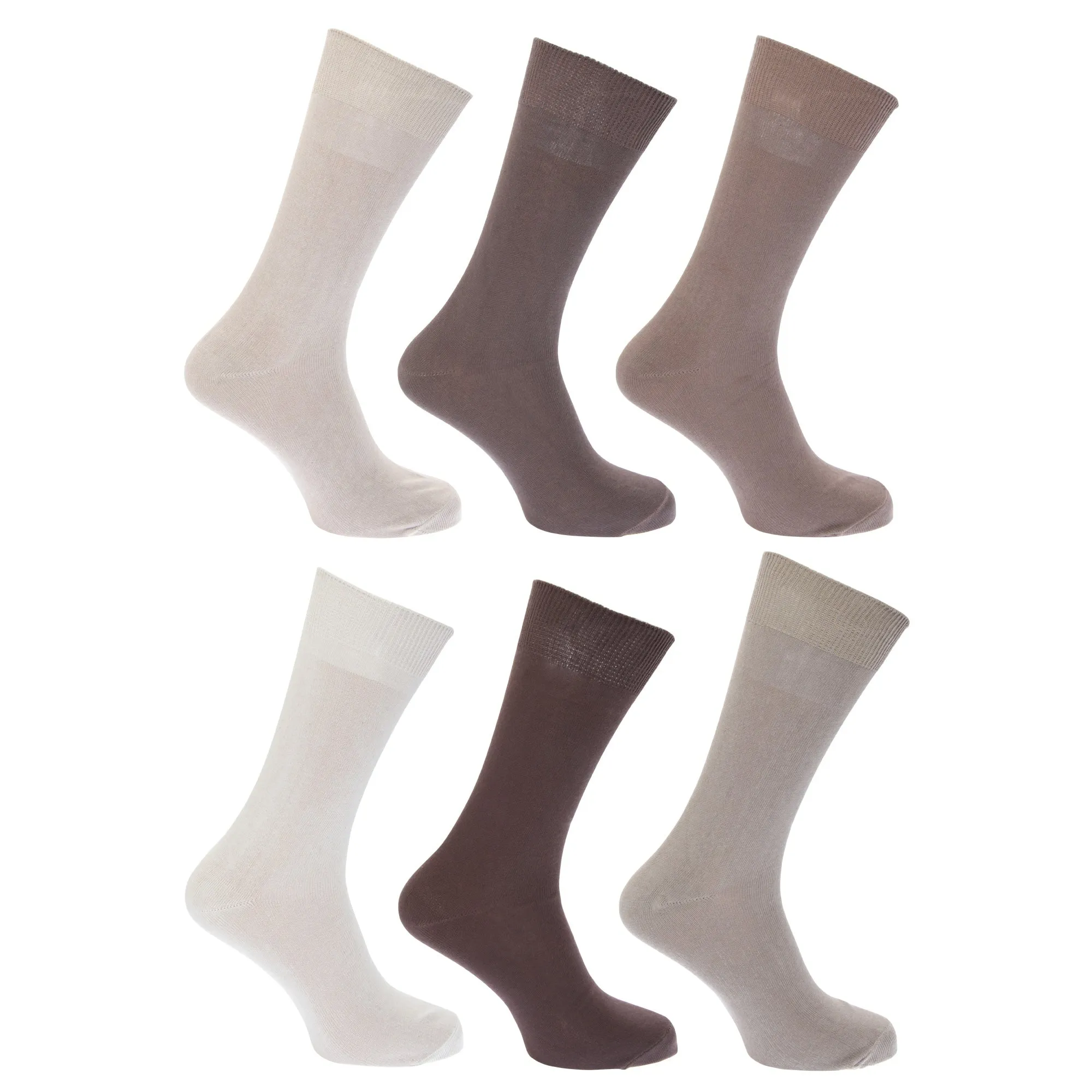 FLOSO Mens Plain 100% Cotton Socks (Pack Of 6)