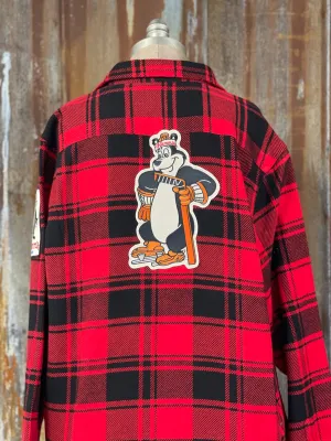 Hamm's HOCKEY BEAR Heavyweight Brawny Flannel- Red/ Black Plaid