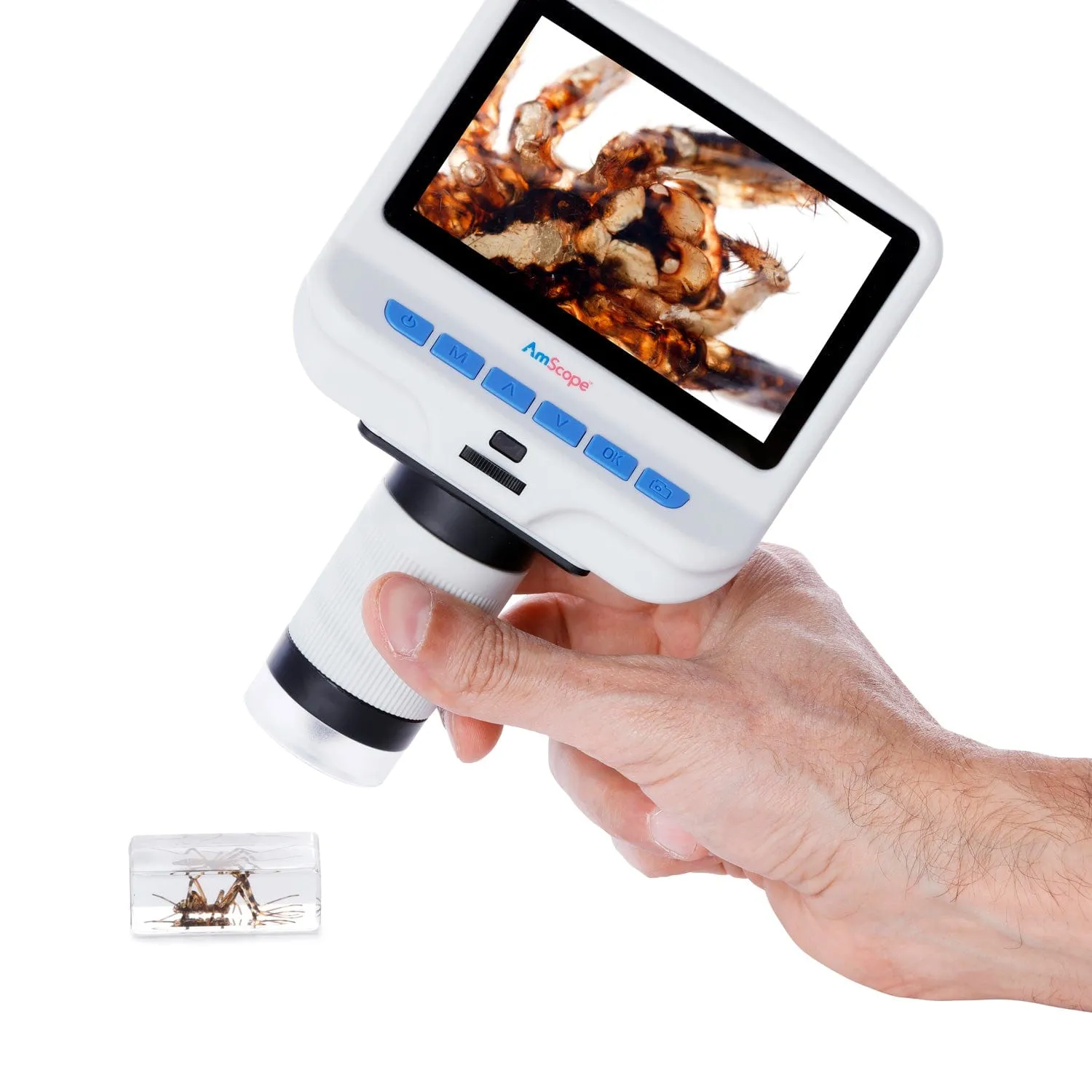 Holiday Savings! AmScope 4.3 inch Premium 1080P HD Portable LCD Color Digital Microscope with Dual-LED Illumination   Bonus Fossil Kit and Book