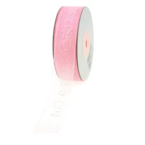 Its A Girl Organza Ribbon, 7/8-inch, 25-yard, Light Pink