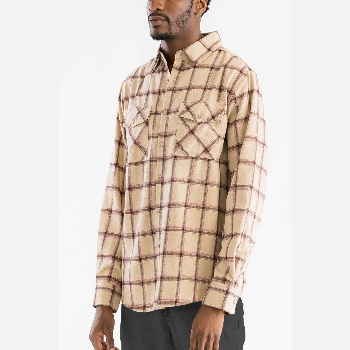 Khaki Checkered Flannel Shirt