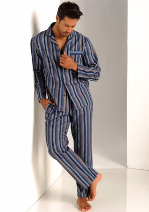 Long pajamas H, sky blue/light blue/gray