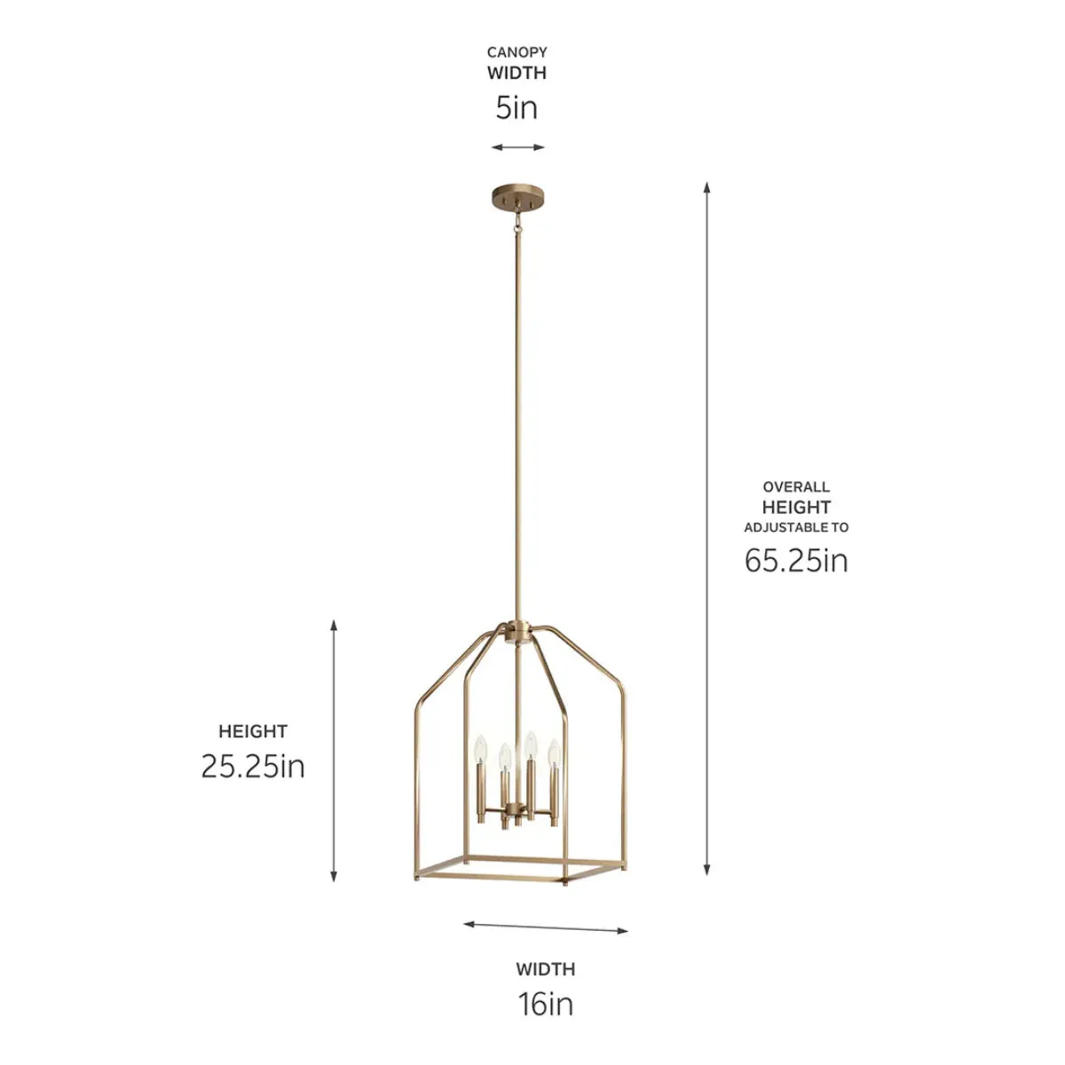 Madden 25" 4-Light Pendant Light, Champagne Bronze Finish