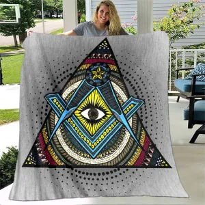 Master Mason Blue Lodge Blanket - All Seeing Eye Square and Compass