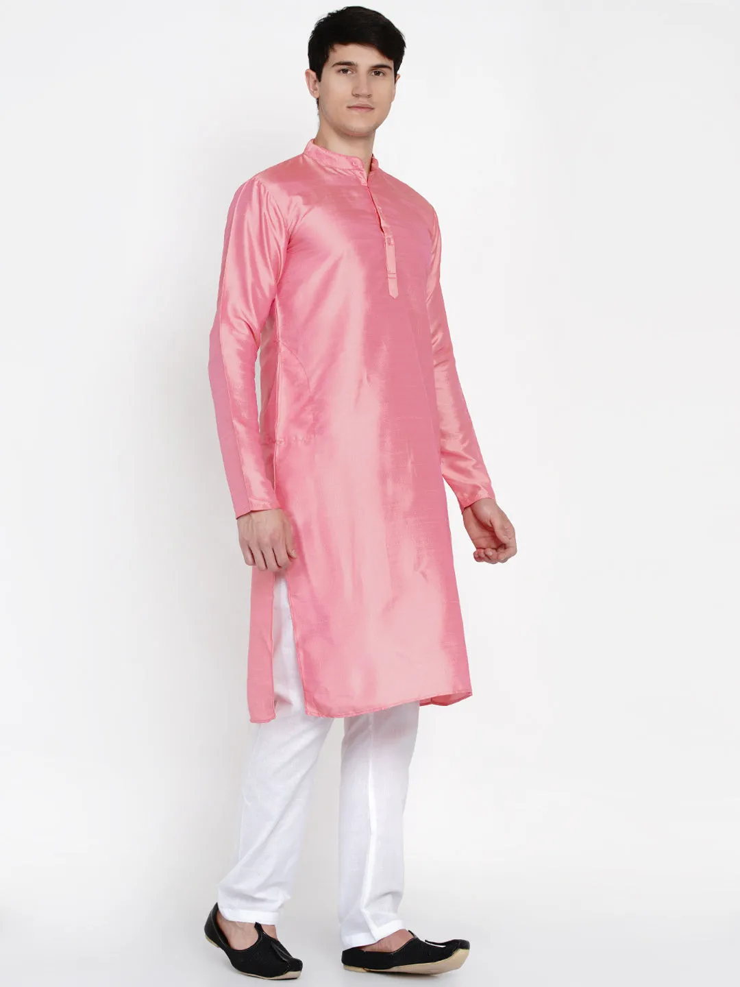 Men Pink Pure Cotton Kurta with Pyjamas