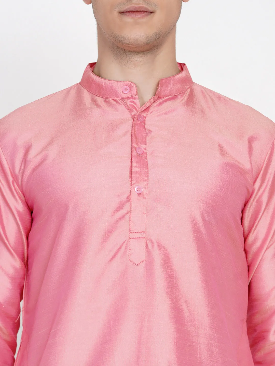 Men Pink Pure Cotton Kurta with Pyjamas