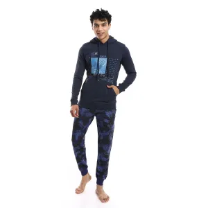 Men's Winter Hoodie Pajamas - Navy