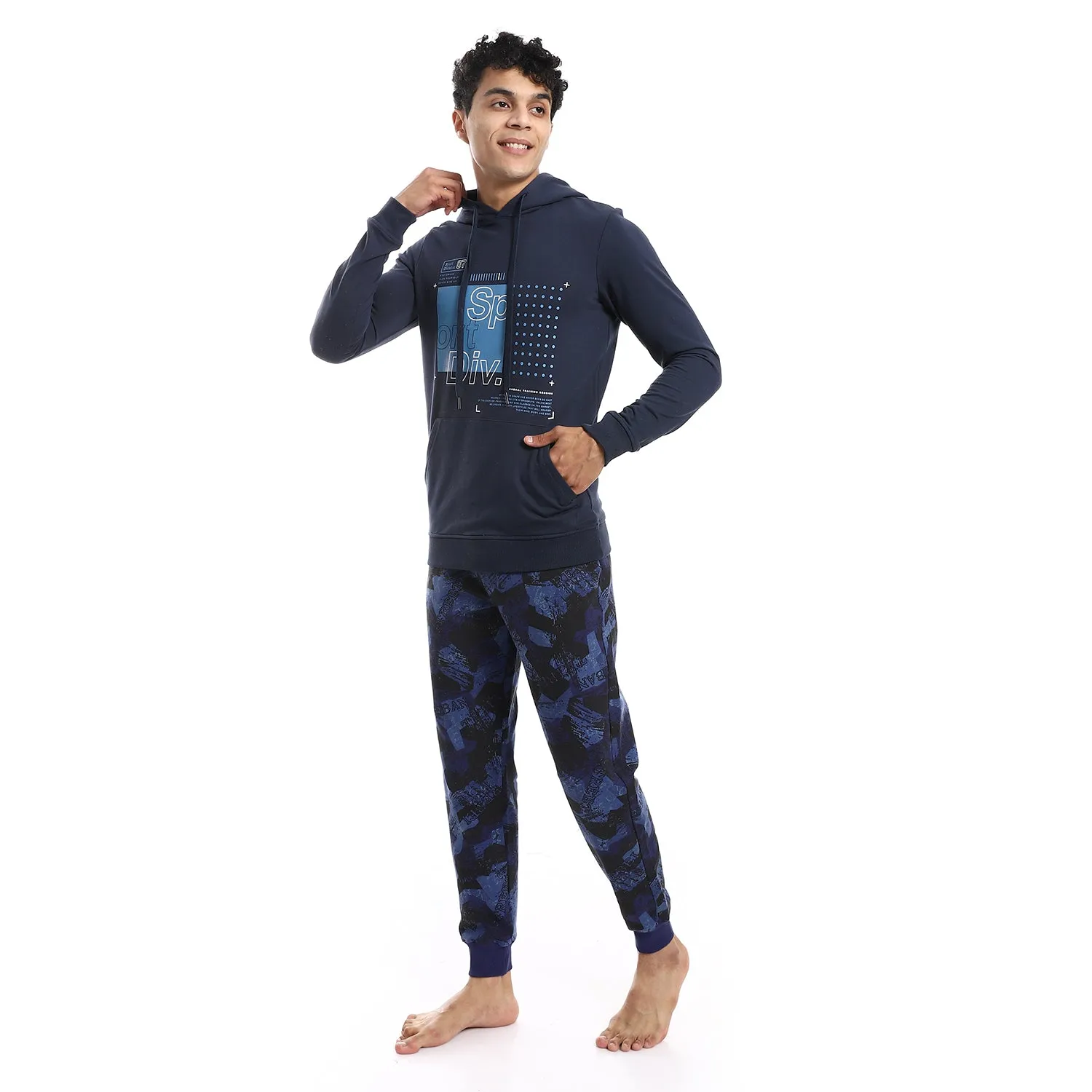 Men's Winter Hoodie Pajamas - Navy