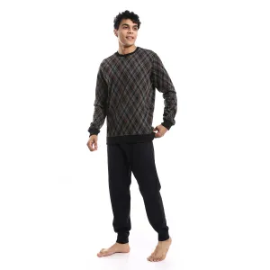 Men's Winter Jacquard Pajamas - Black