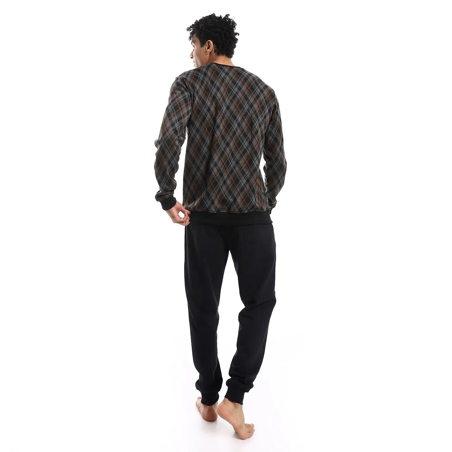 Men's Winter Jacquard Pajamas - Black