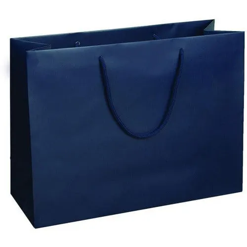 Navy Matte Rope Handle Euro-Tote Shopping Bags - 16.0 x 6.0 x 12.0