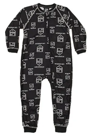 NHL Toddlers Los Angeles Kings Full Zip Raglan Logo Print Coverall, Black