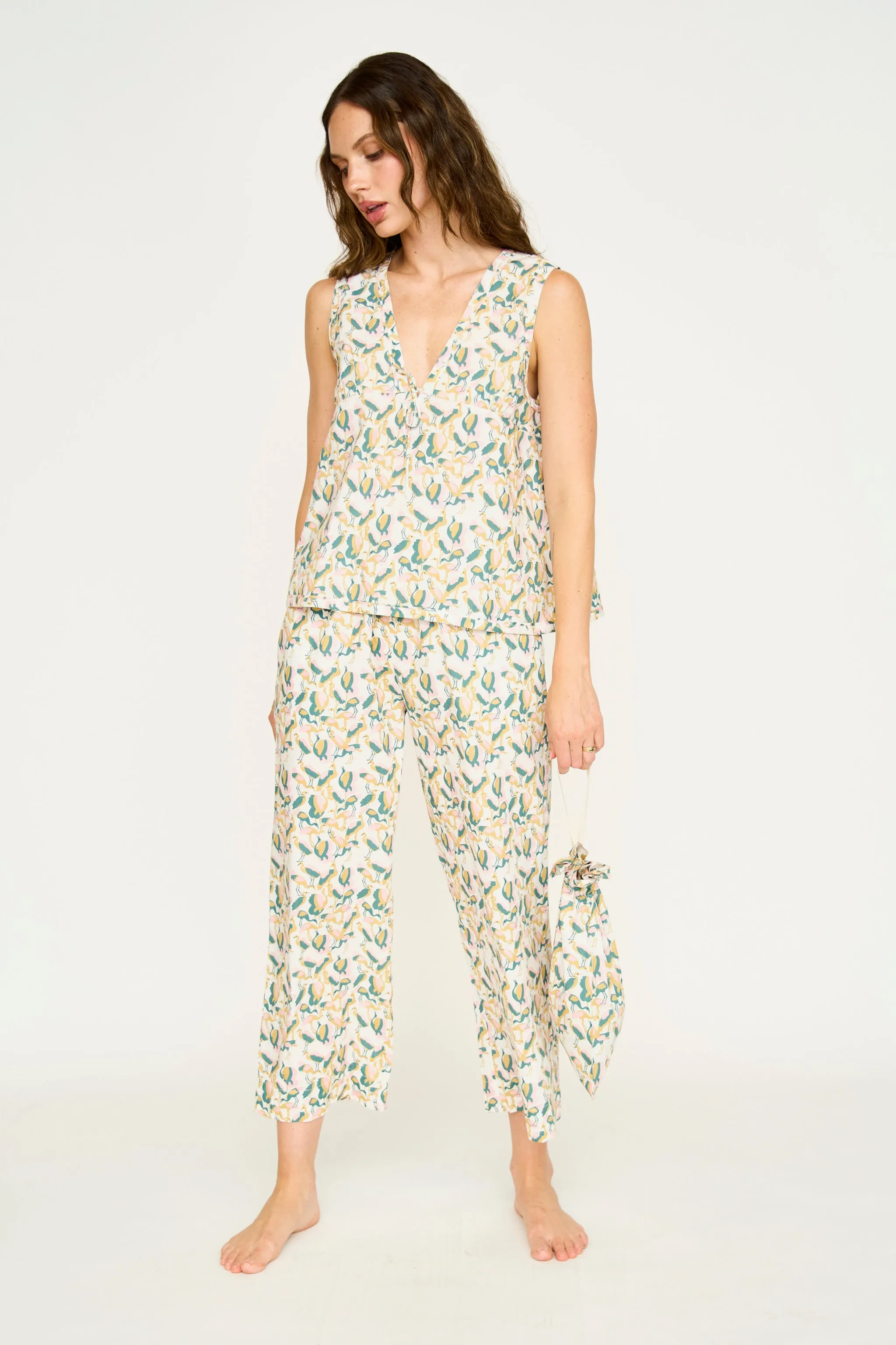 Pajama Pant & Camisole Set in Garden Bird