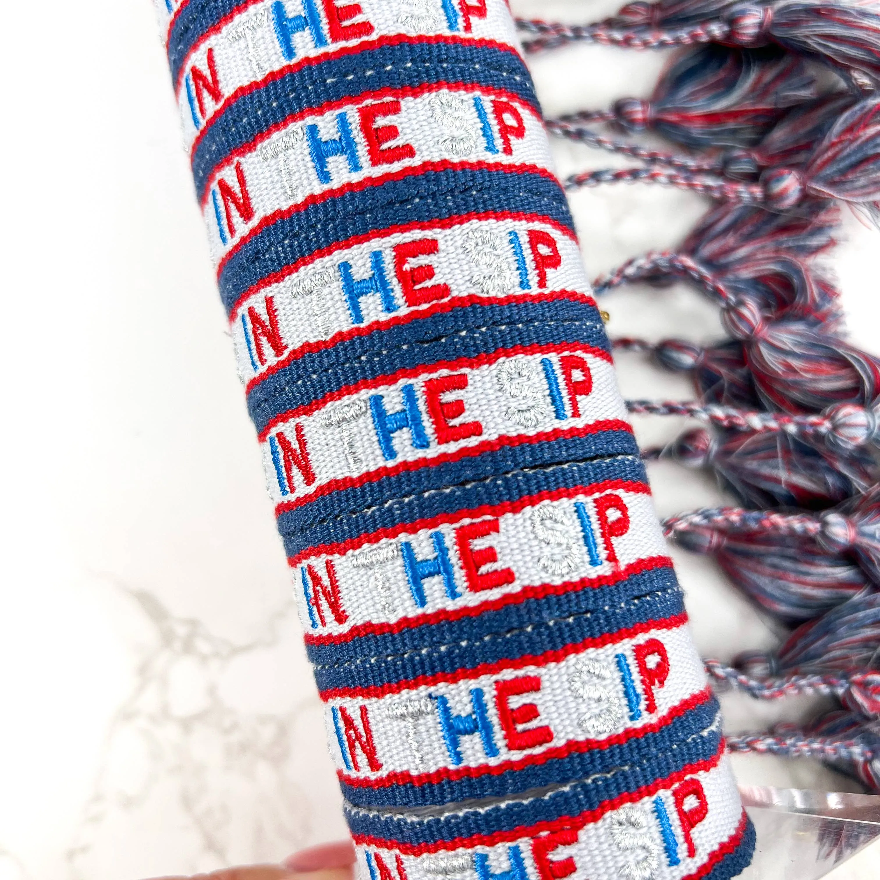 Party In The Sip Embroidered Bracelet