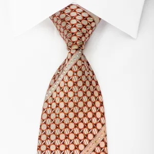 Pierre Cardin Rhinestone Silk Necktie Orange Dots On Brown With Silver Sparkles